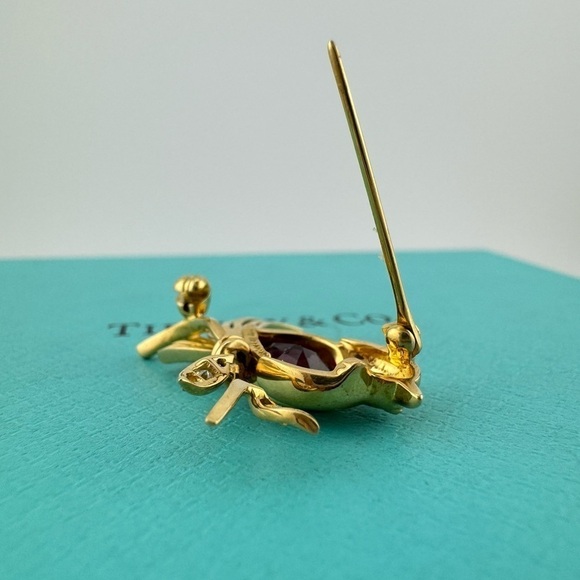 Vtg. Tiffany & Co. Garnet Bird Brooch 18k Yellow Gold 1988 - Picture 7 of 7
